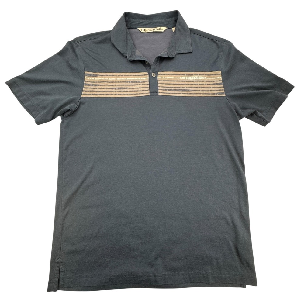 TravisMathew Polo Shirt Mens XL Navy Pima Cotton Golf Striped Nanea Golf Club